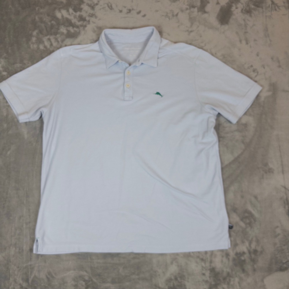 Tommy Bahama Polo Shirt Mens XL Light Blue IslandZone Pima Cotton Golf Casual